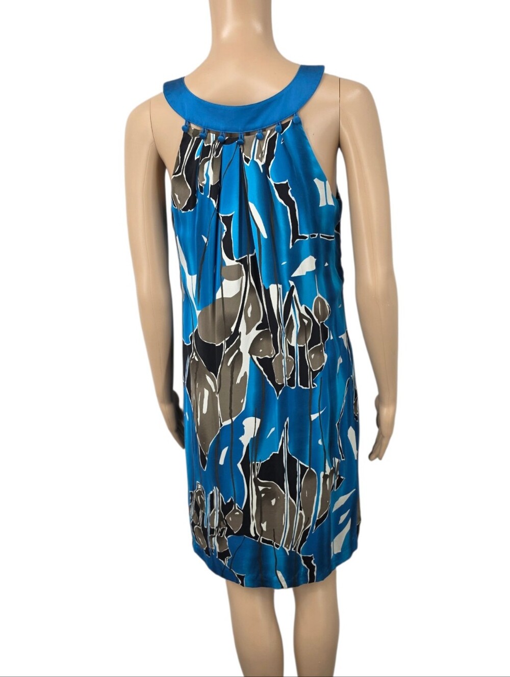 Silk The Limited Blue Abstract Print Sleeveless Midi Dresd - Picture 3 of 11